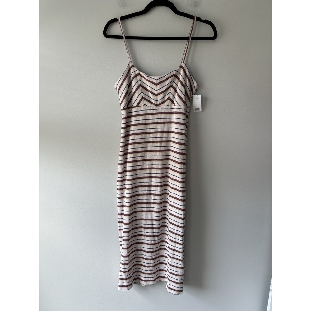 Soft Joie Women's Laurel Stripe Cotton Midi Dress Gray Lilac Multi Sz Small NEW - Picture 3 of 5